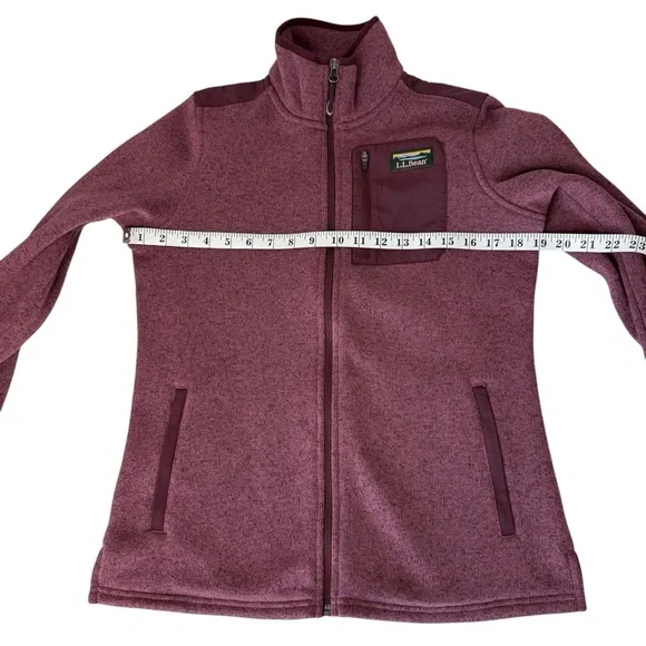 LL Bean Women’s Jacket Sweater Fleece Full-Zip XSmall Mauve Maroon Zip Pockets - Picture 6 of 9